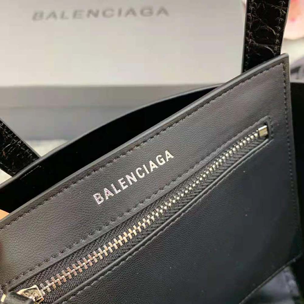 Balenciaga Women Everyday XXS Tote Bag in Black Shiny Crocodile Embossed Calfskin - image 9