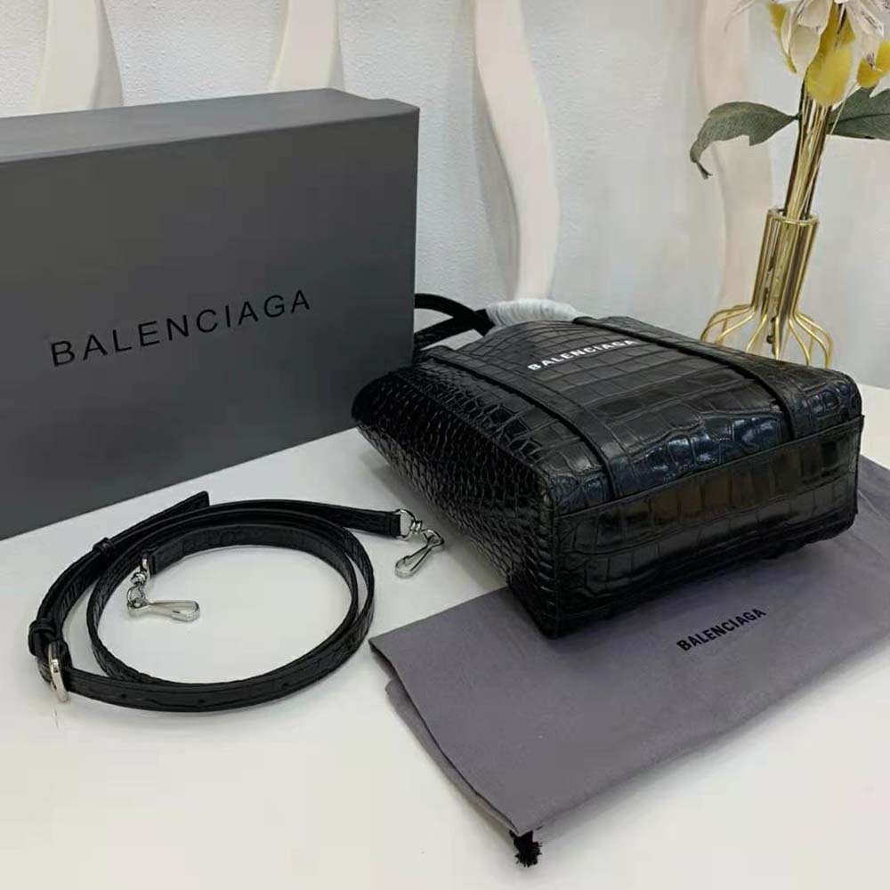 Balenciaga Women Everyday XXS Tote Bag in Black Shiny Crocodile Embossed Calfskin - image 6