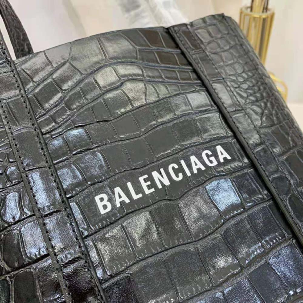 Balenciaga Women Everyday XXS Tote Bag in Black Shiny Crocodile Embossed Calfskin - image 10