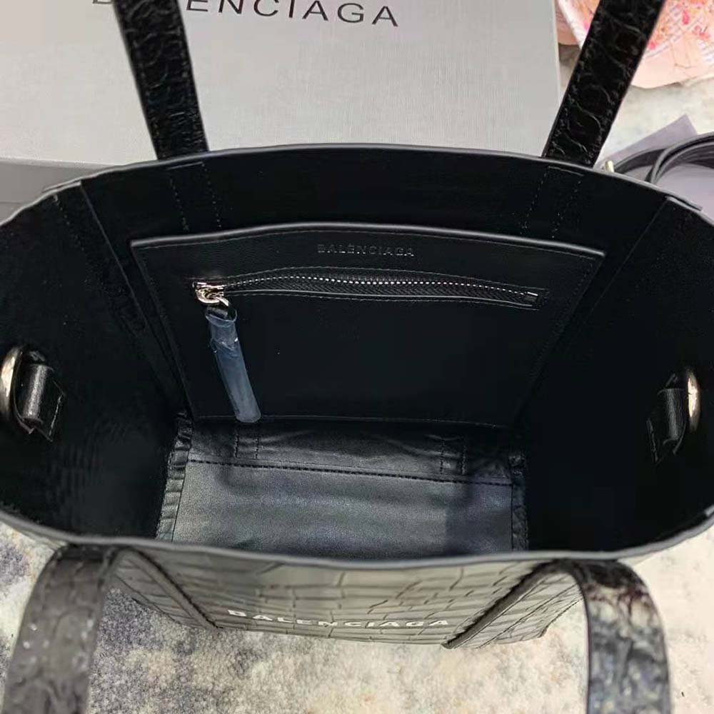 Balenciaga Women Everyday XXS Tote Bag in Black Shiny Crocodile Embossed Calfskin - image 8