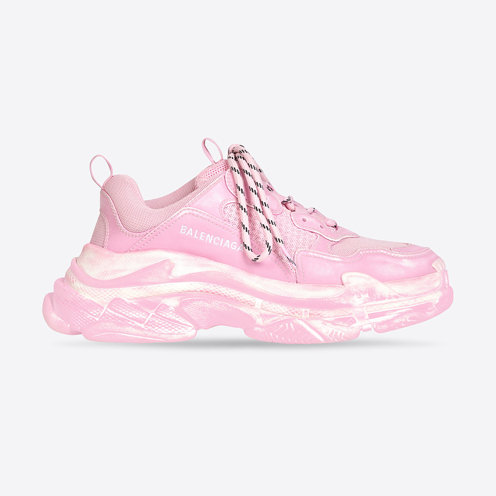Side profile of Balenciaga Women Triple S Faded Sneaker in Pink