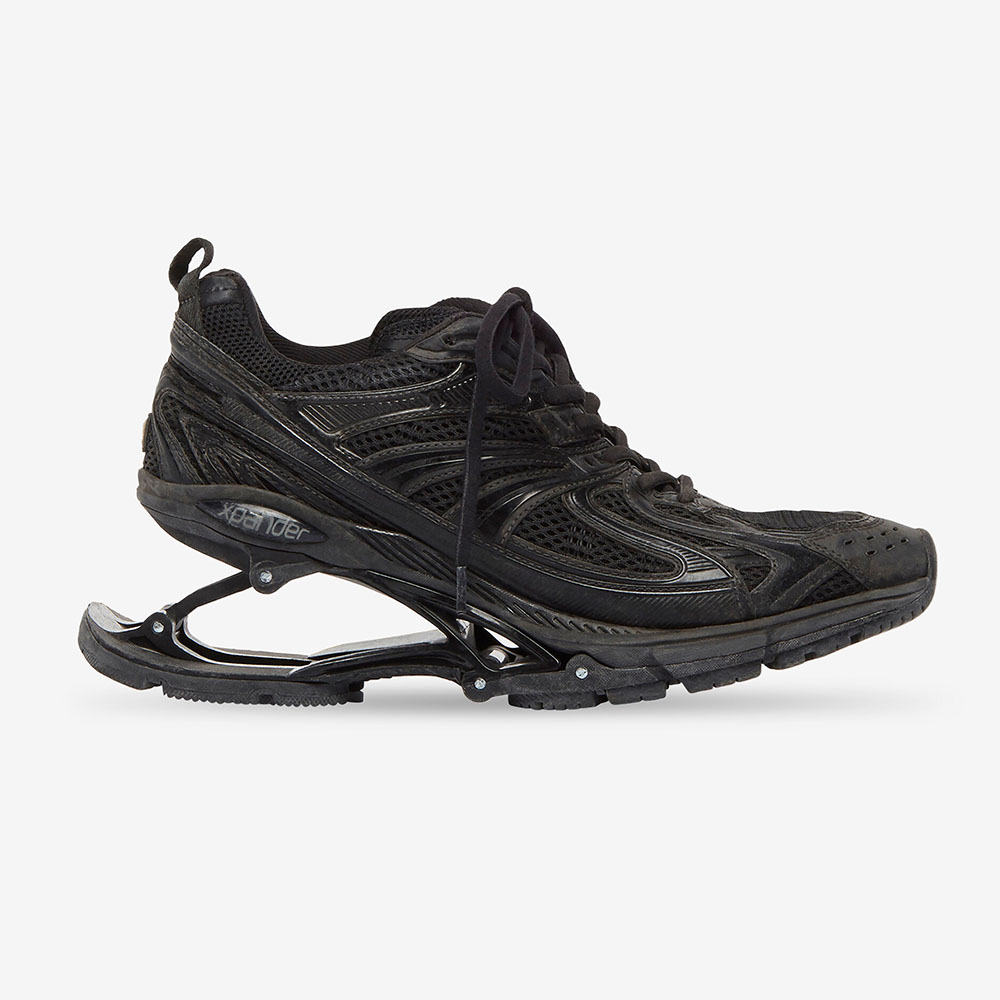 Side profile of Balenciaga Women X-Pander Sneaker in black mesh and nylon