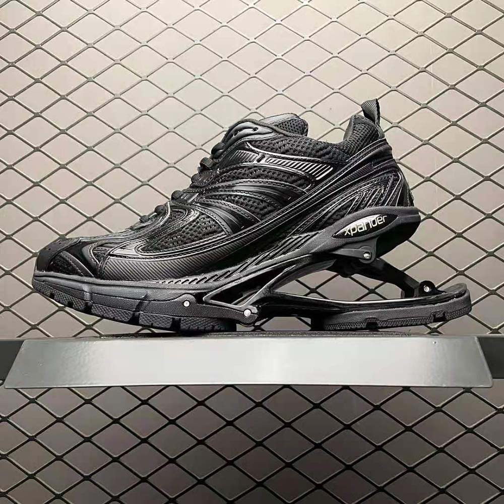 Close-up of black mesh and nylon upper on Balenciaga Women X-Pander Sneaker