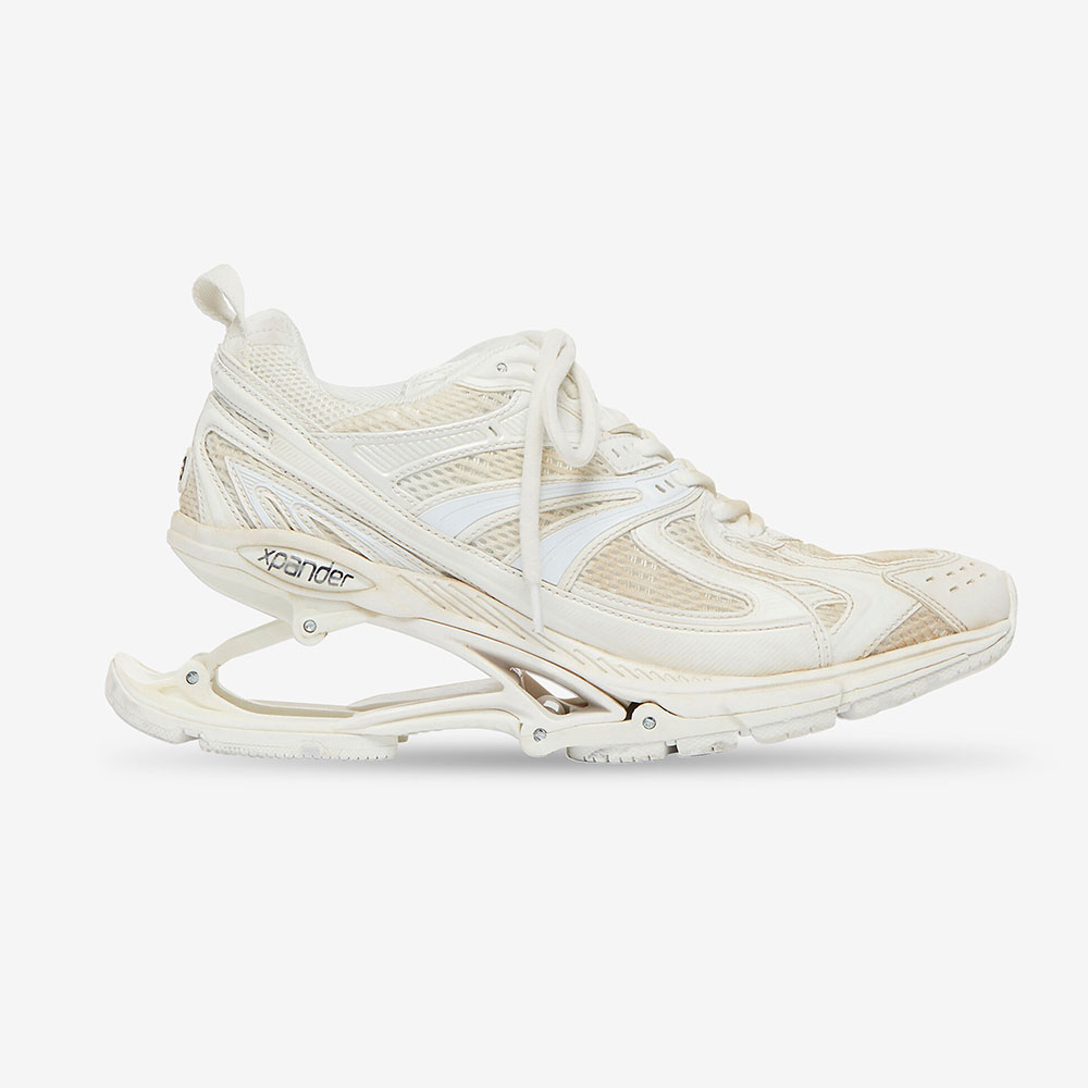 Side profile of Balenciaga Women X-Pander Sneaker in white mesh and nylon