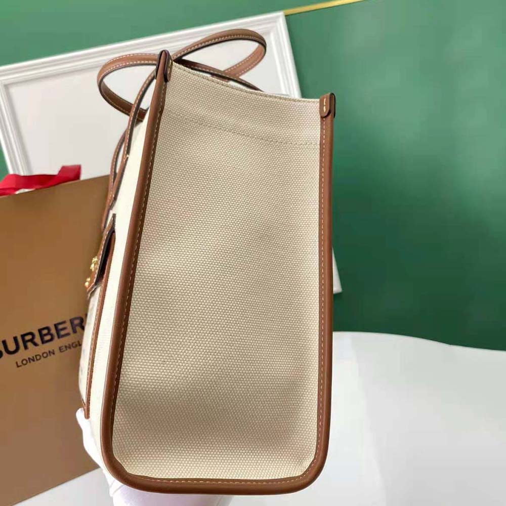 Burberry Women Medium Two-tone Canvas and Leather Freya Tote-Brown - image 5