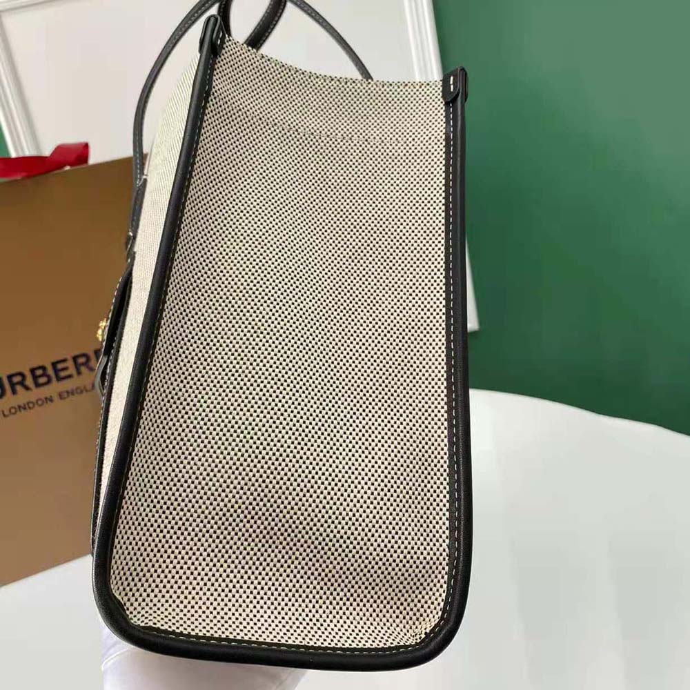 Burberry Women Medium Two-tone Canvas and Leather Freya Tote-Black - image 6