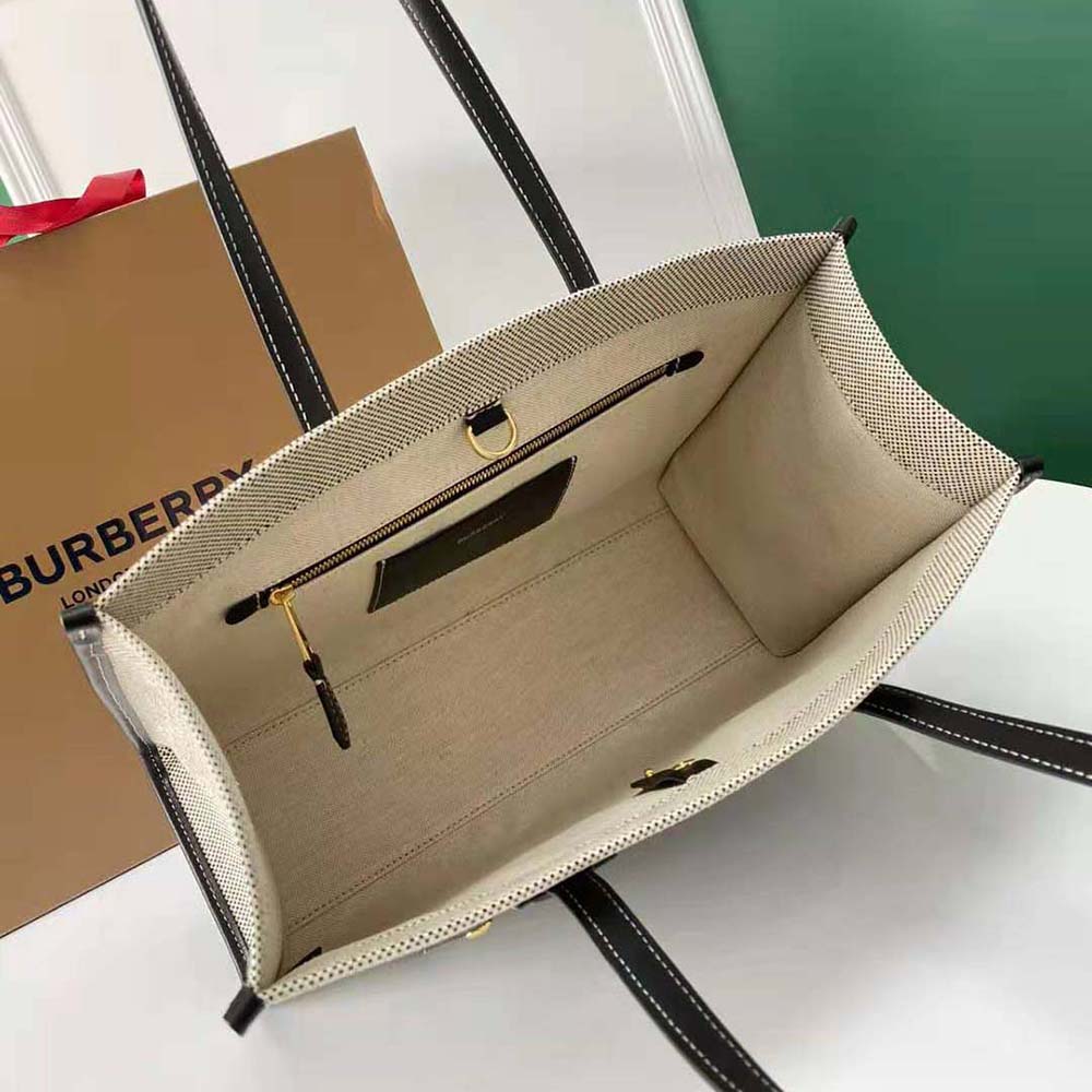 Burberry Women Medium Two-tone Canvas and Leather Freya Tote-Black - image 5