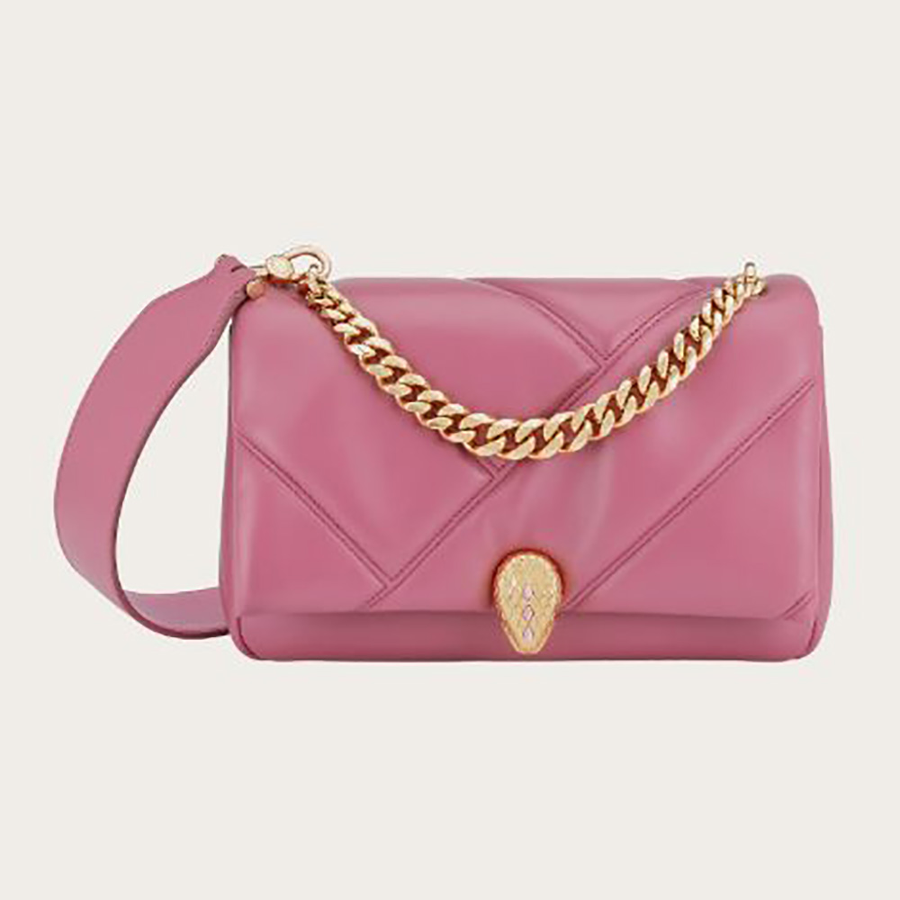 Front view of Bvlgari Women Serpenti Cabochon Crossbody Bag-Pink with clasp