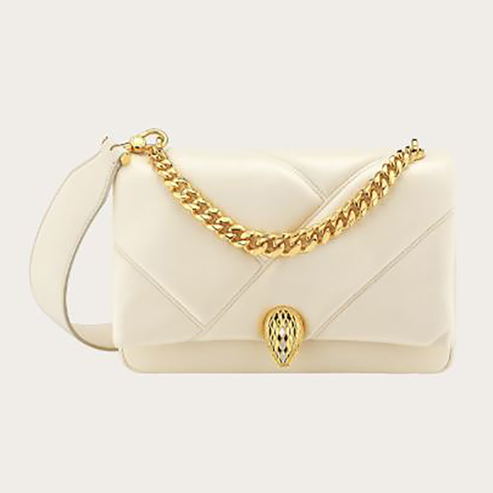Close-up of serpenti cabochon closure on Bvlgari Women Serpenti Cabochon Crossbody Bag
