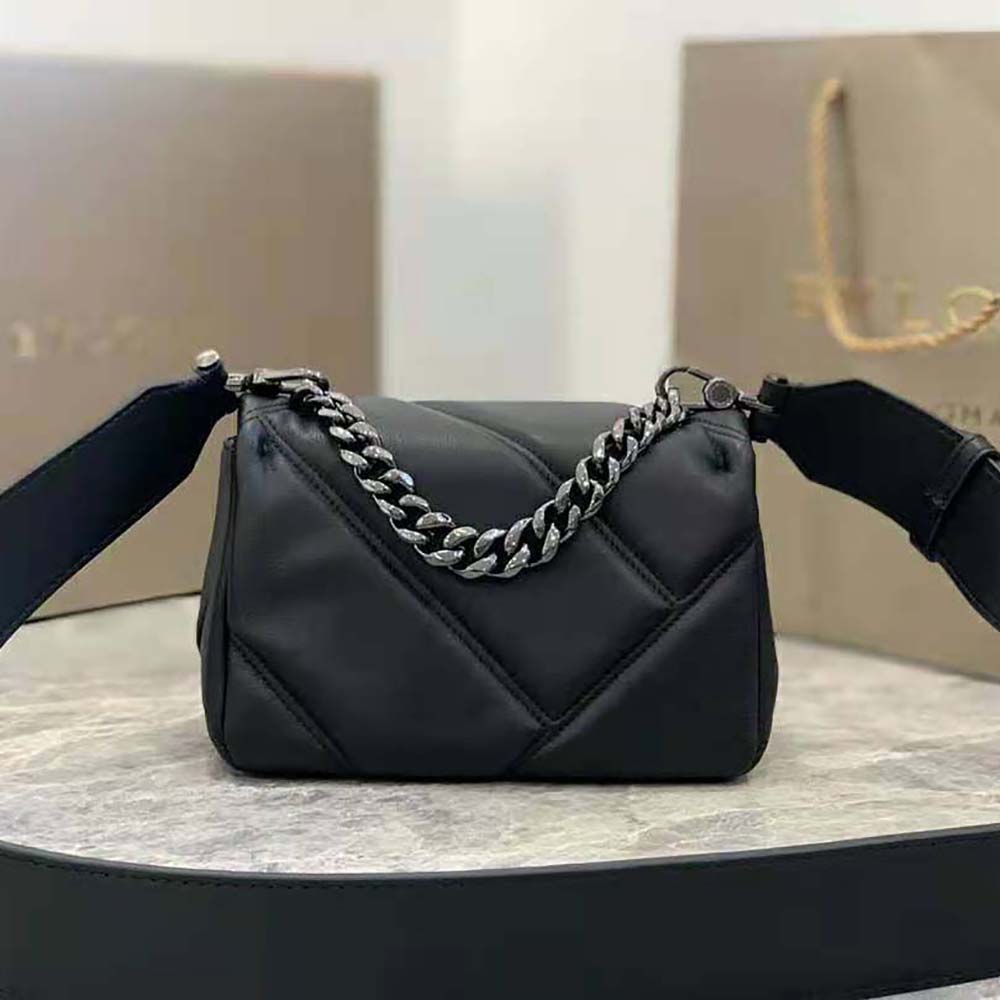 Side angle showing compact silhouette of Bvlgari Serpenti Cabochon Mini Bag