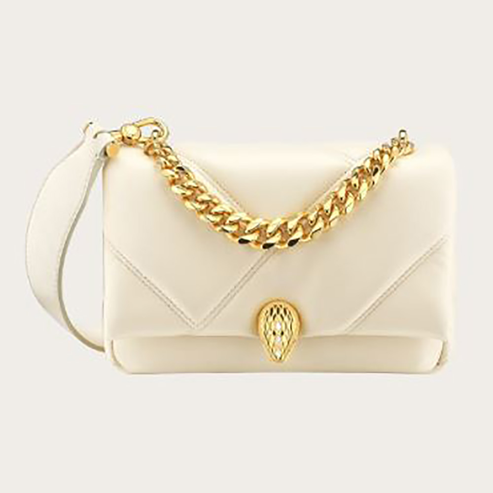 Front view of Bvlgari Women Serpenti Cabochon Crossbody Mini Bag-White