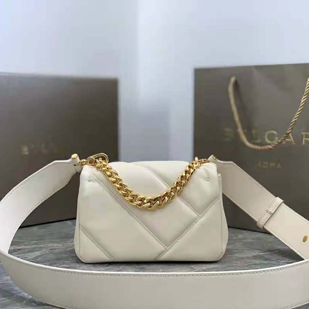 Side angle showing silhouette of Bvlgari Serpenti Cabochon Mini Bag