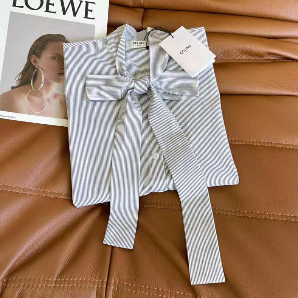 Close-up detail of lavalliere tie on Celine Women Lavalliere Blouse