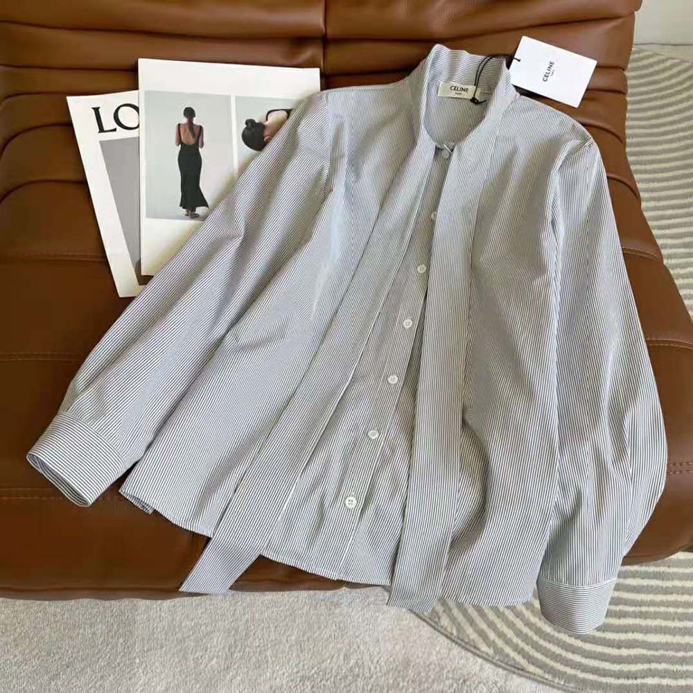 Side profile showcasing silhouette of Celine Women Lavalliere Blouse