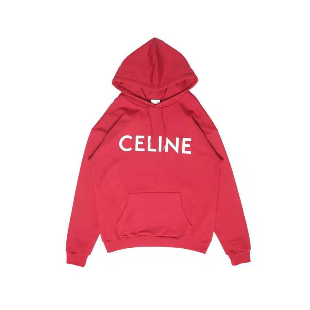 Celine Women Loose Celine Sweatshirt in Cotton Fleece-Red - image 2
