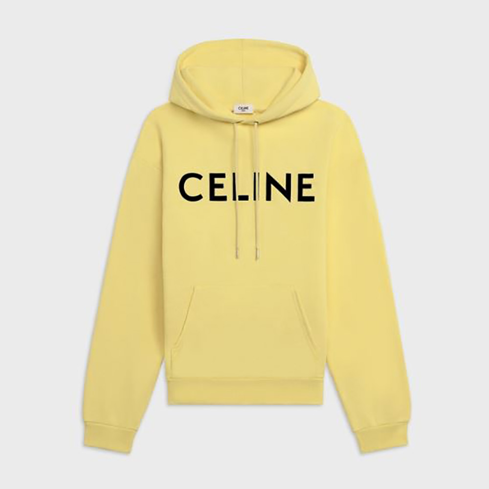 Front view of Celine Women Loose Celine Sweatshirt in Cotton-Yellow