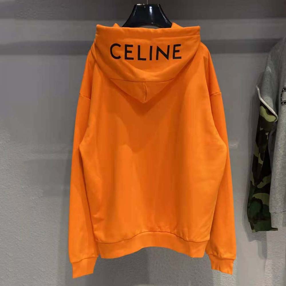 Celine Women Loose Sweatshirt in Cotton Fleece-Orange - image 3