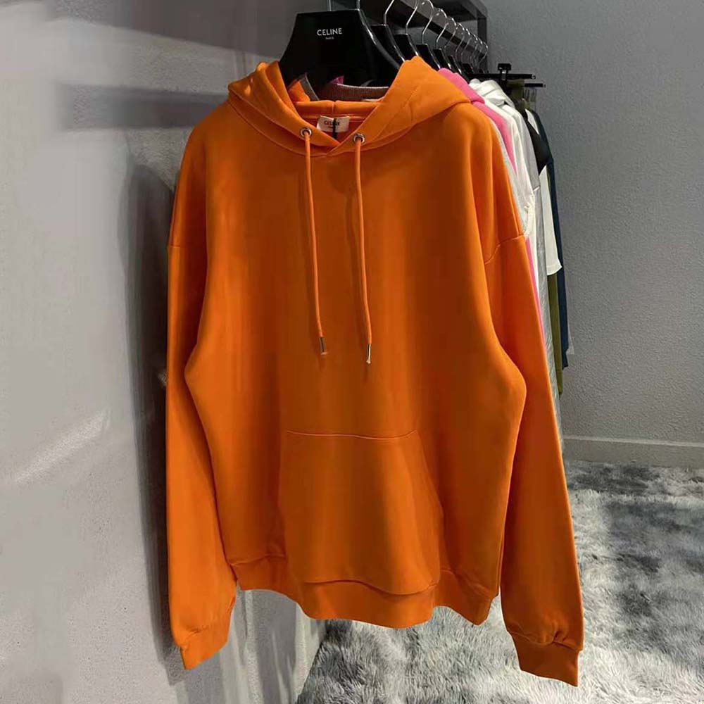 Celine Women Loose Sweatshirt in Cotton Fleece-Orange - image 4