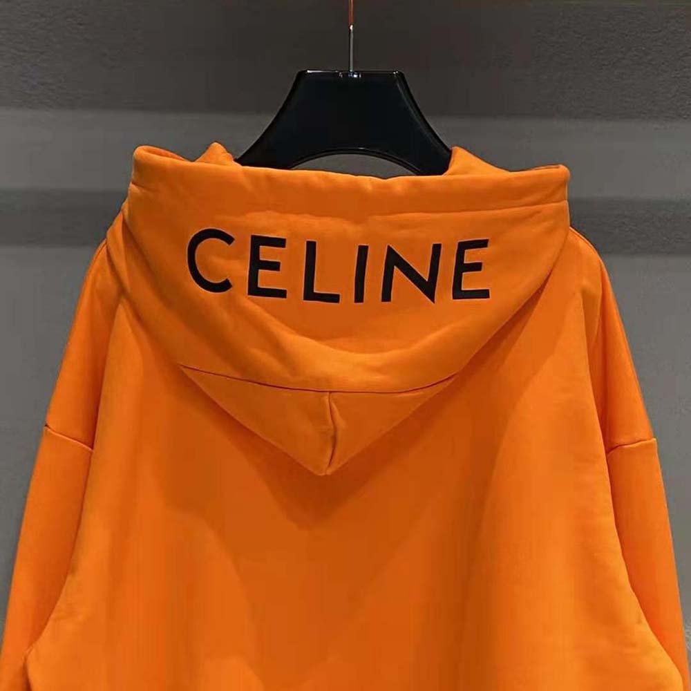 Celine Women Loose Sweatshirt in Cotton Fleece-Orange - image 5