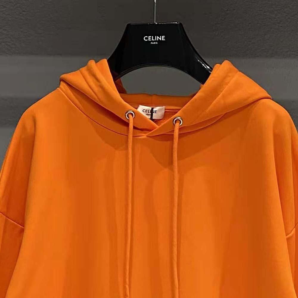 Celine Women Loose Sweatshirt in Cotton Fleece-Orange - image 7