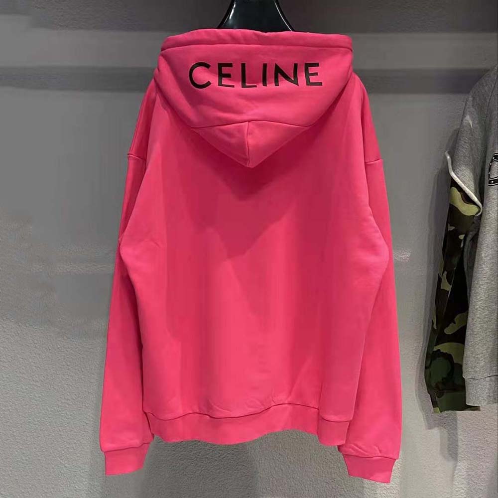 Celine Women Loose Sweatshirt in Cotton Fleece-Pink - image 3