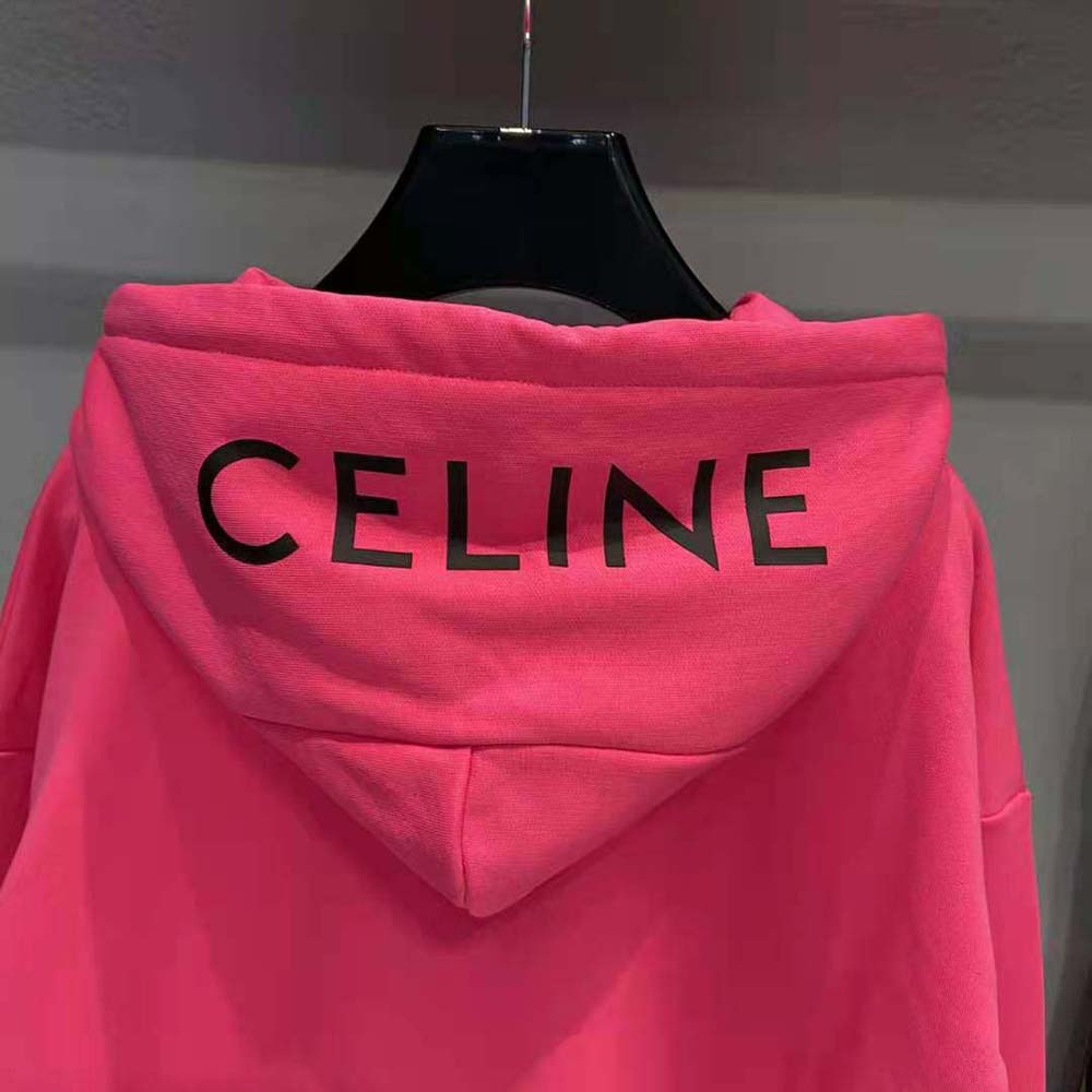 Celine Women Loose Sweatshirt in Cotton Fleece-Pink - image 8