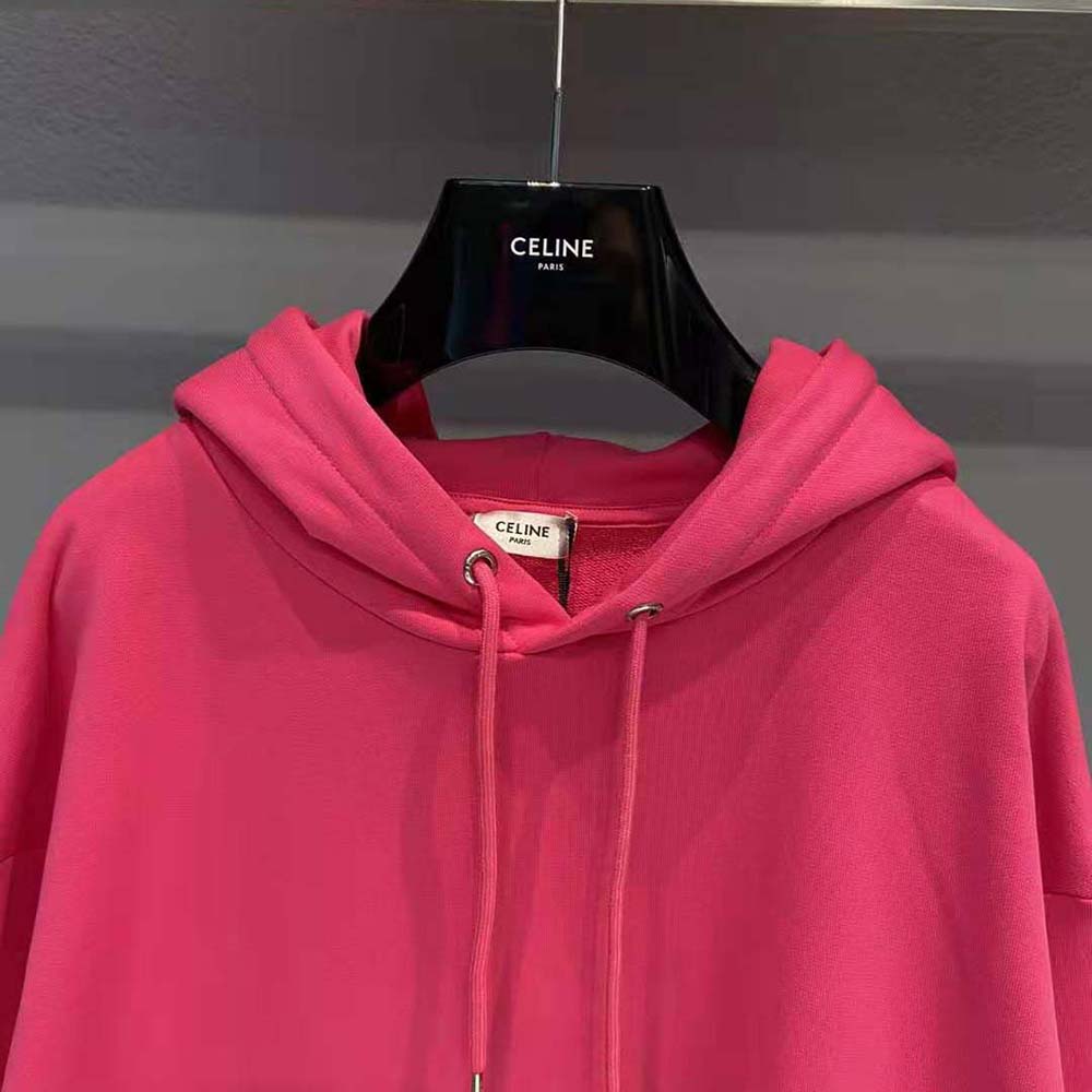 Celine Women Loose Sweatshirt in Cotton Fleece-Pink - image 4