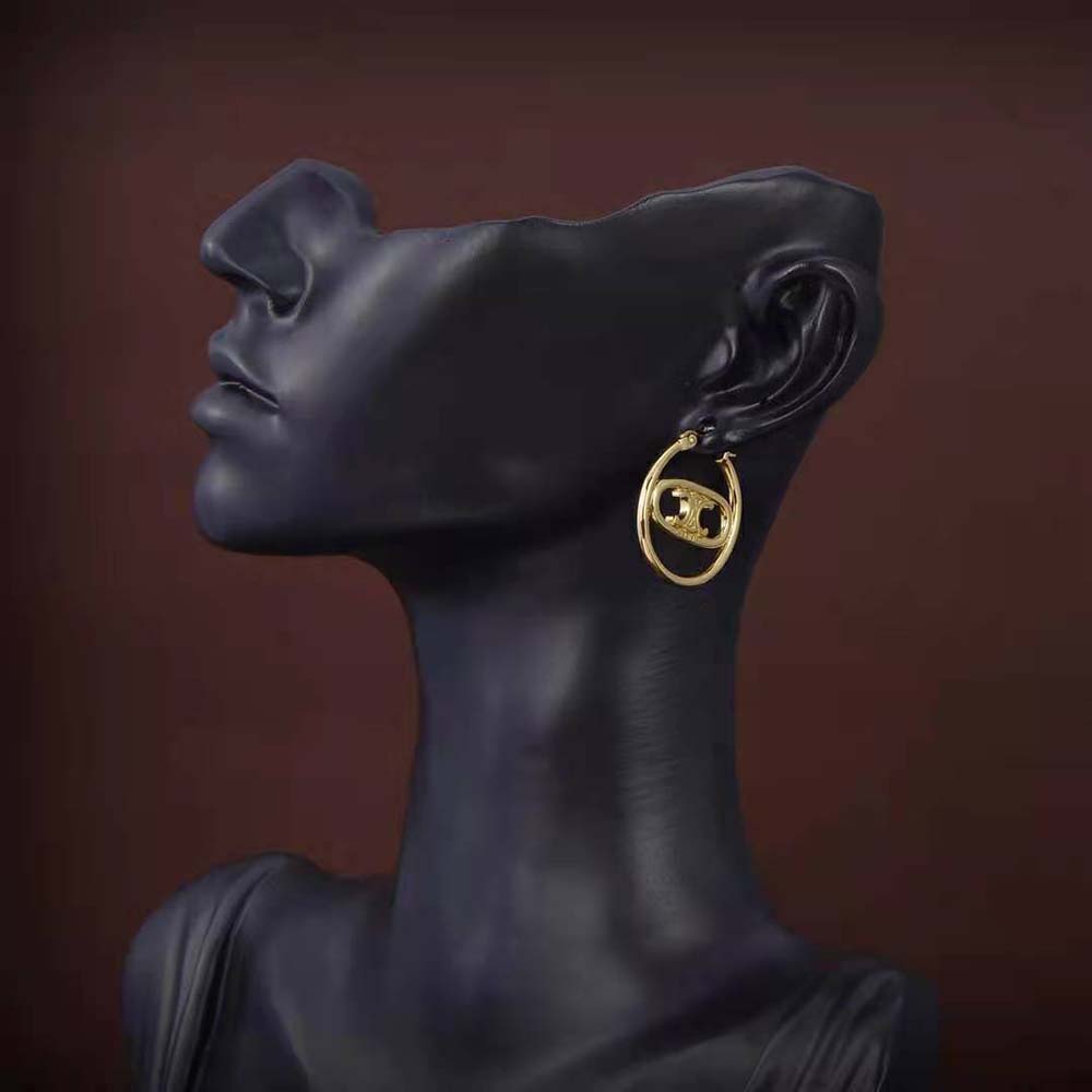 Celine Women Maillon Triomphe Bold Hoops in Brass with Gold Finish - image 6