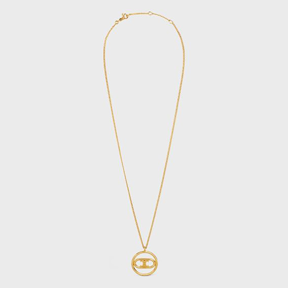 Front view of Celine Women Maillon Triomphe Bold Necklace gold finish