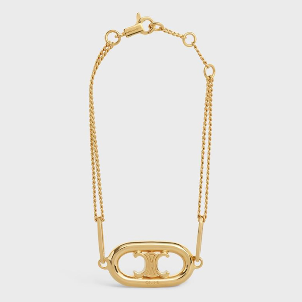 Close-up of Celine Women Maillon Triomphe Bracelet gold chain links