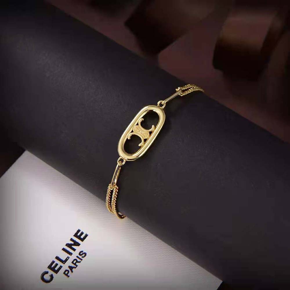 Side angle view of Celine Women Maillon Triomphe Bracelet clasp detail