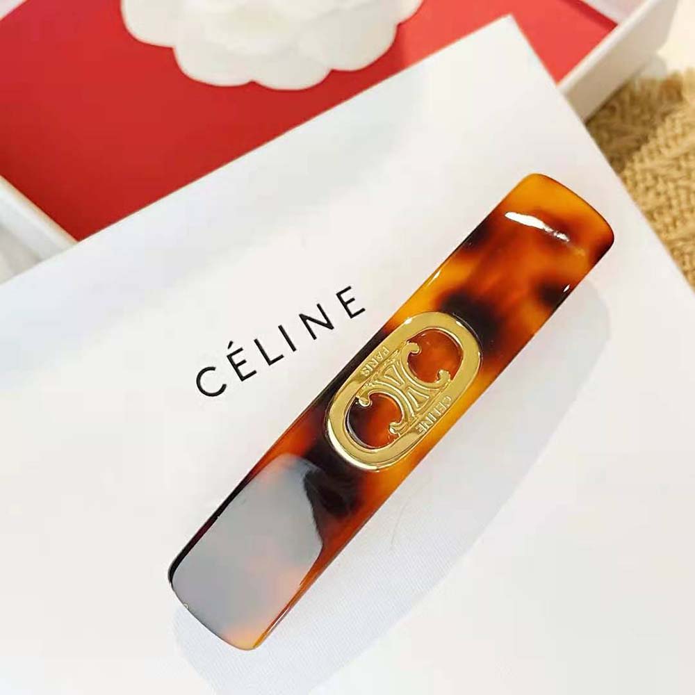 Celine Women Maillon Triomphe Hair Clip in Gold Brass Acetate and Steel - image 5