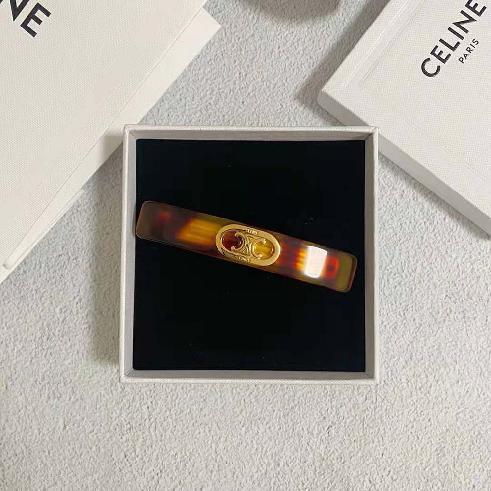 Side angle of Celine Women Maillon Triomphe Hair Clip clasp mechanism