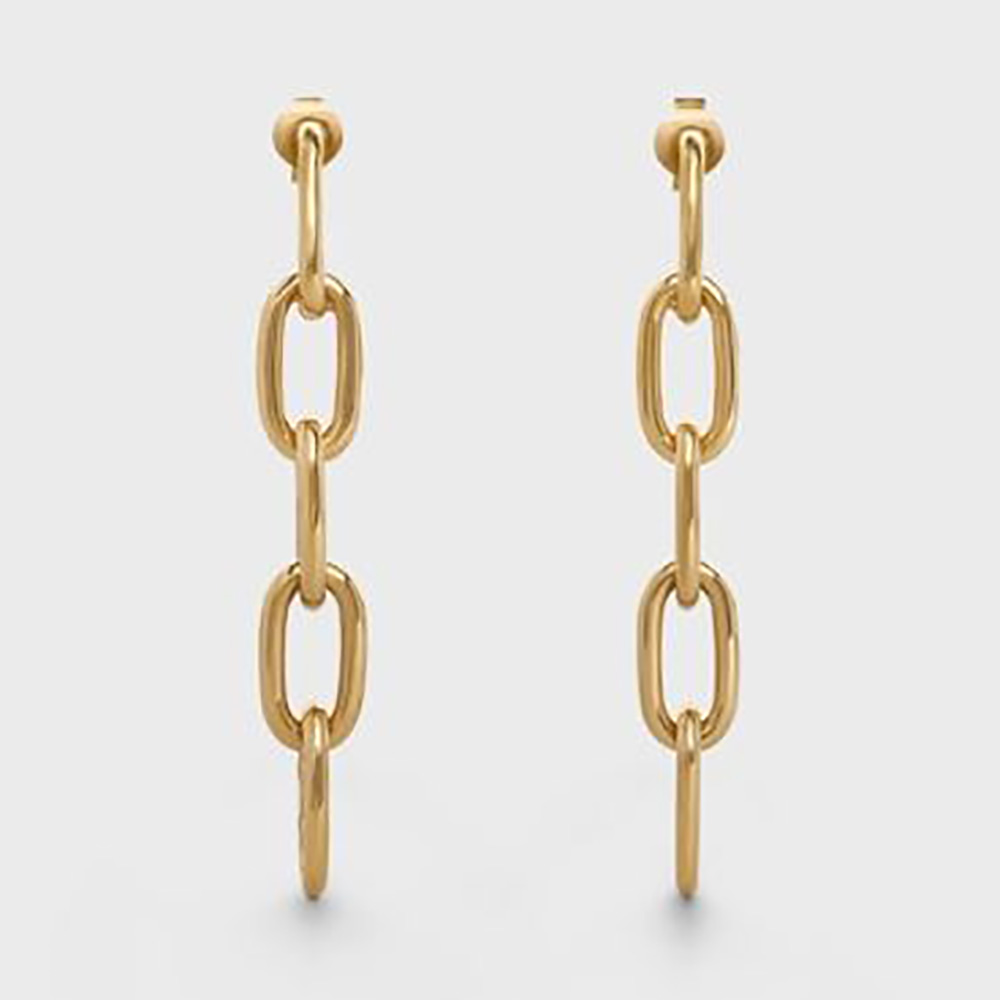 Front view of Celine Women Maillon Triomphe Link Earrings in gold