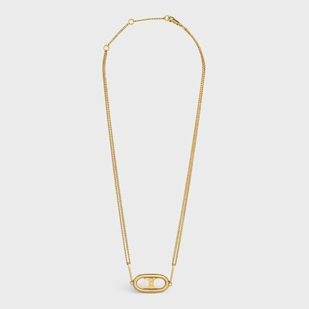 Close-up of Celine Women Maillon Triomphe Necklace gold brass links