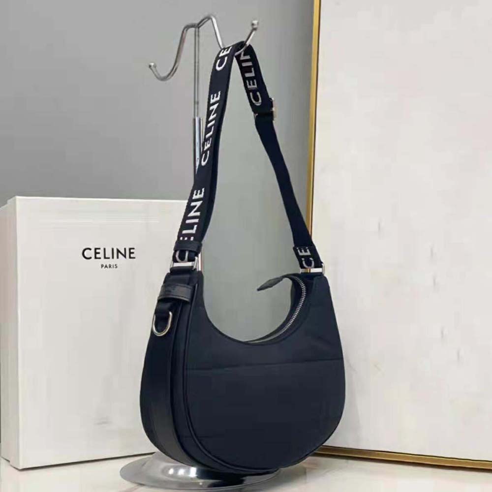 Celine Women Medium Ava Bag with Celine Strap in Quilted Nylon-Black - image 4