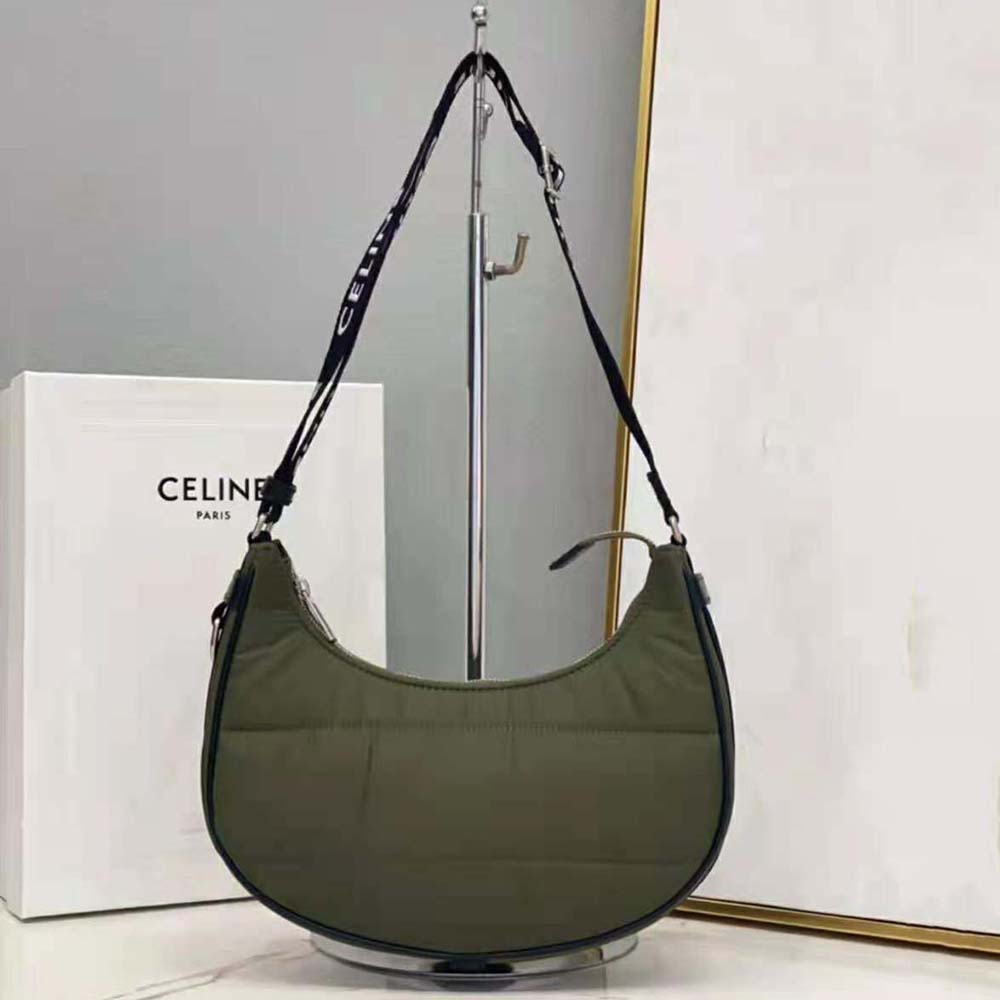 Celine Women Medium Ava Bag with Celine Strap in Quilted Nylon-Green - image 2