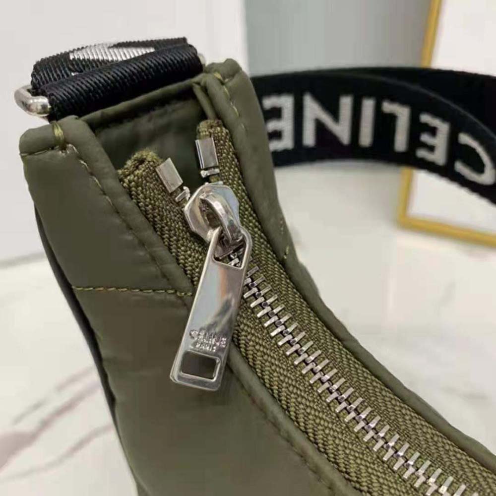 Celine Women Medium Ava Bag with Celine Strap in Quilted Nylon-Green - image 6