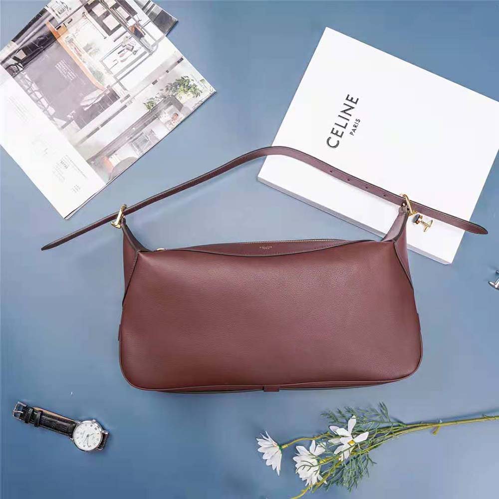 Celine Women Medium Romy in Supple Calfskin-Maroon - image 2