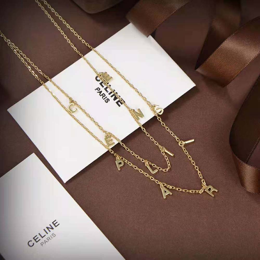 Celine Women Paris Double Necklace in Brass with Gold Finish - image 6