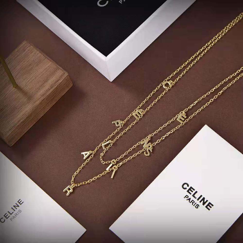 Celine Women Paris Double Necklace in Brass with Gold Finish - image 5