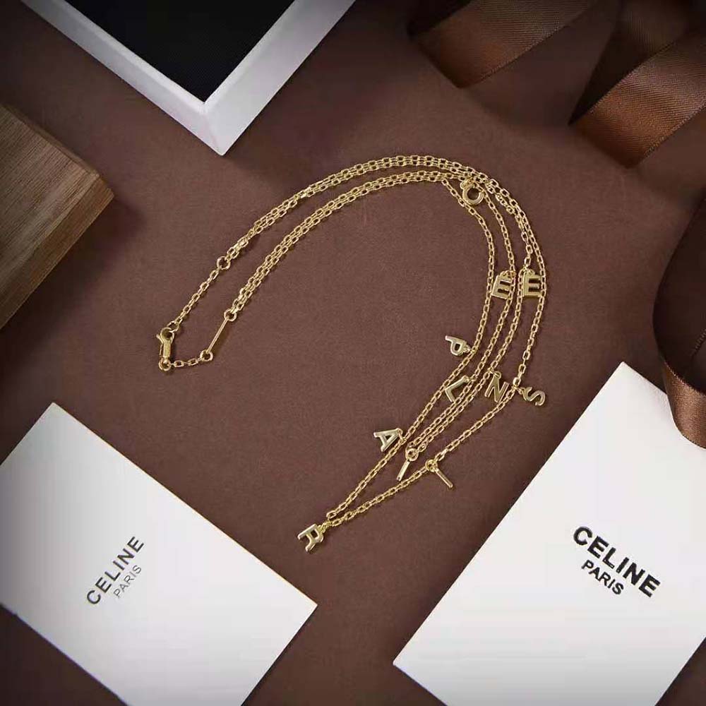 Celine Women Paris Double Necklace in Brass with Gold Finish - image 3