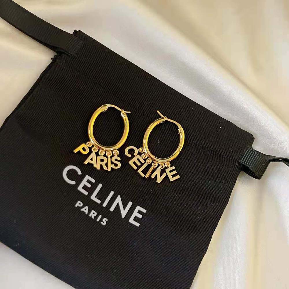 Celine Women Paris Hoops in Brass with Gold Finish - image 5