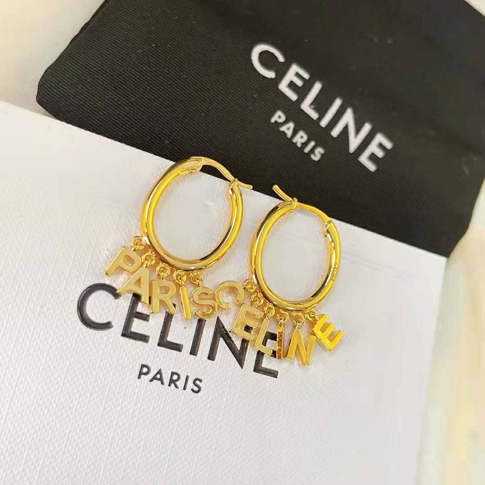 Celine Women Paris Hoops in Brass with Gold Finish - image 3
