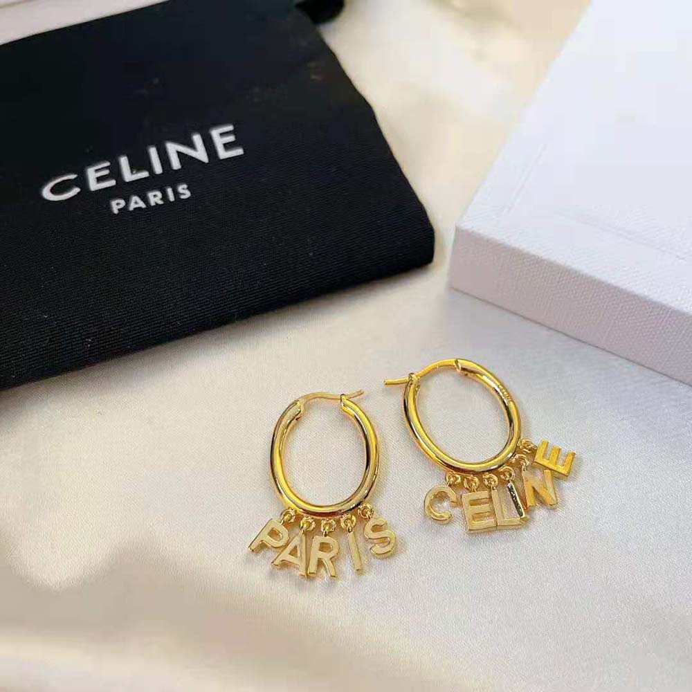 Celine Women Paris Hoops in Brass with Gold Finish - image 2