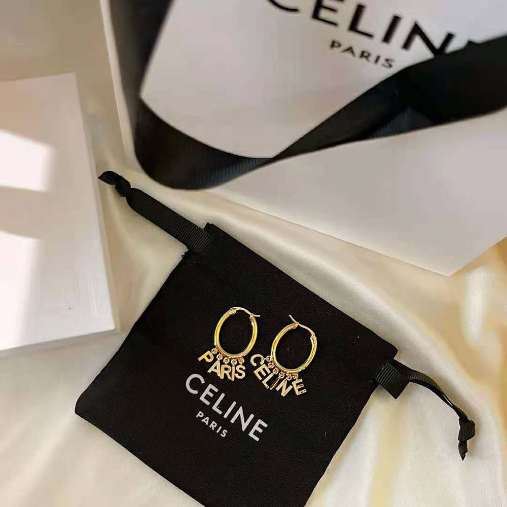 Celine Women Paris Hoops in Brass with Gold Finish - image 7