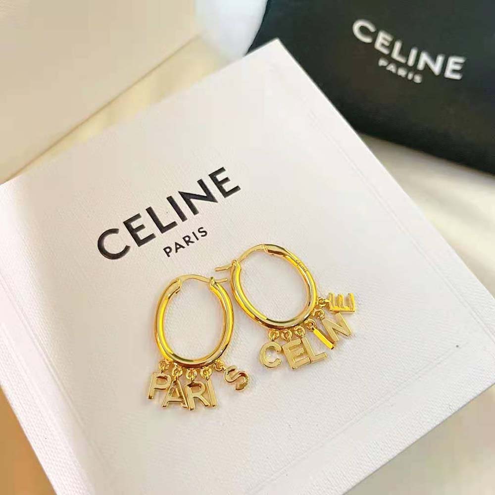 Celine Women Paris Hoops in Brass with Gold Finish - image 4