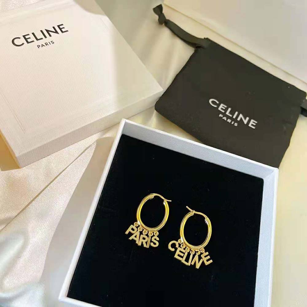 Celine Women Paris Hoops in Brass with Gold Finish - image 6