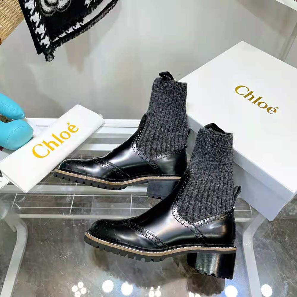Chloe Women Franne Sock Ankle Boot in Matte Calfskin - image 6