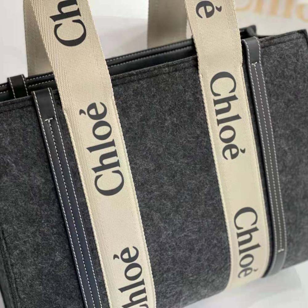 Chloe Women Medium Woody Tote Bag-Silver - image 6